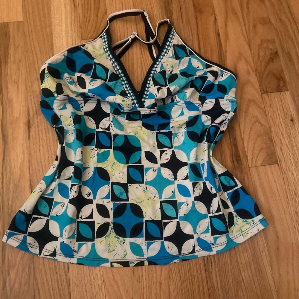 SOUTH POINT Size 14 Women Multicolor Unlined Wireless Stretch Pull On Tankini 5B